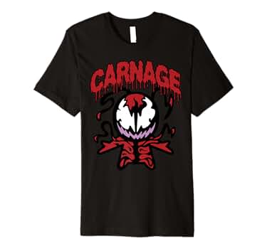 Marvel Carnage Face Tee マーベル カーネイジ Tシャツ Amazon.com: Carnage Single Coated Red Painted Face Logo